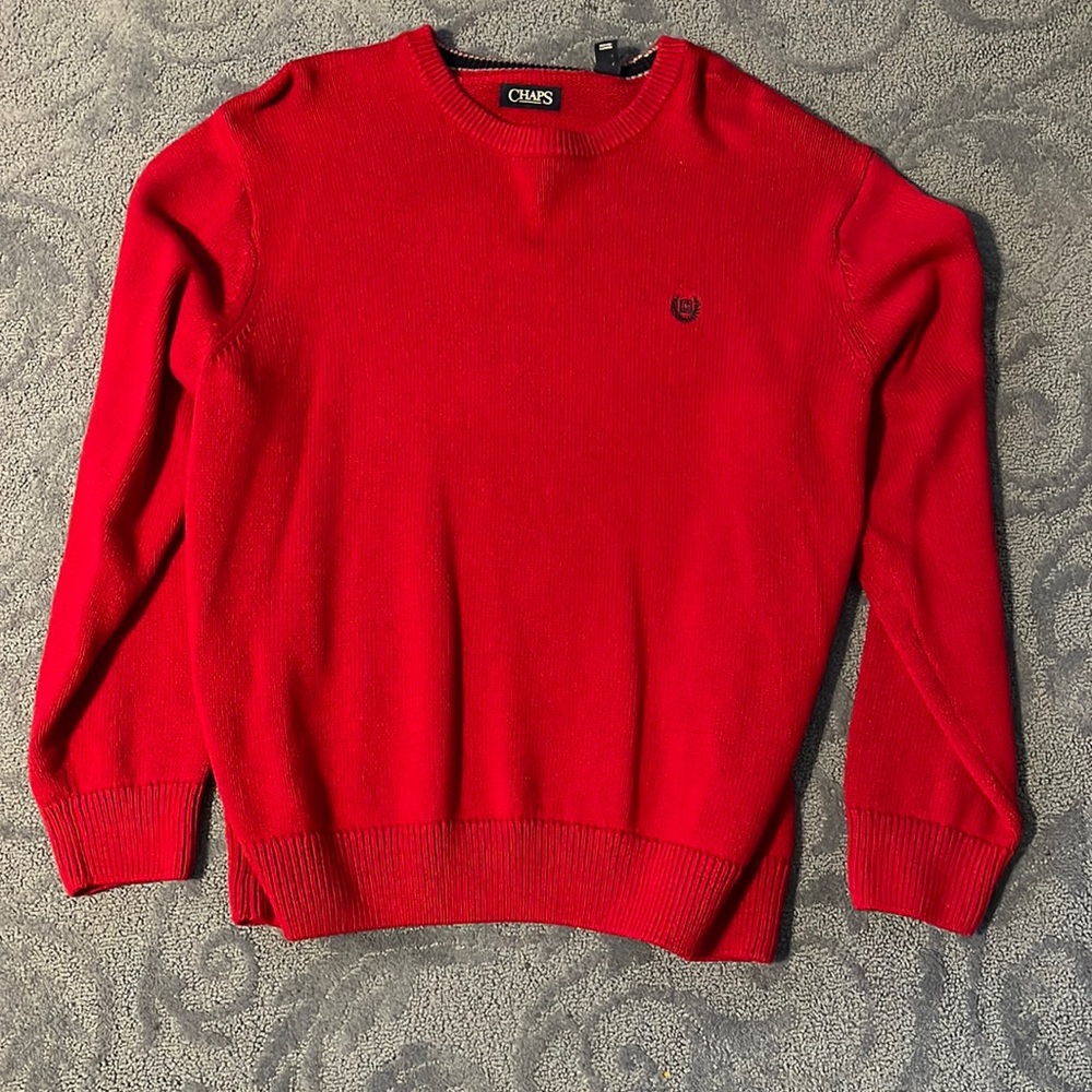 Beautiful Chaps Red men sweater long sleeve rib neckline,wrist and waist 3XB $40